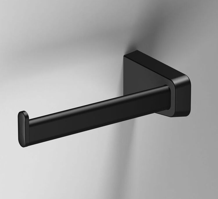 S6 black open toilet roll holder NotJustTaps.co.uk